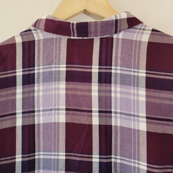 CATHERINES' Women Plus Sz 14/16 Brown/White Plaid  Button-Up Shirt Long Sleeve - Picture 8 of 12